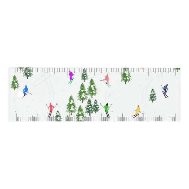 Skiers Skiing Illustration Ski Winter Slope Ruler (Front)