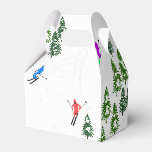 Skiers Skiing Illustration Ski Xmas Christmas  Favor Boxes
