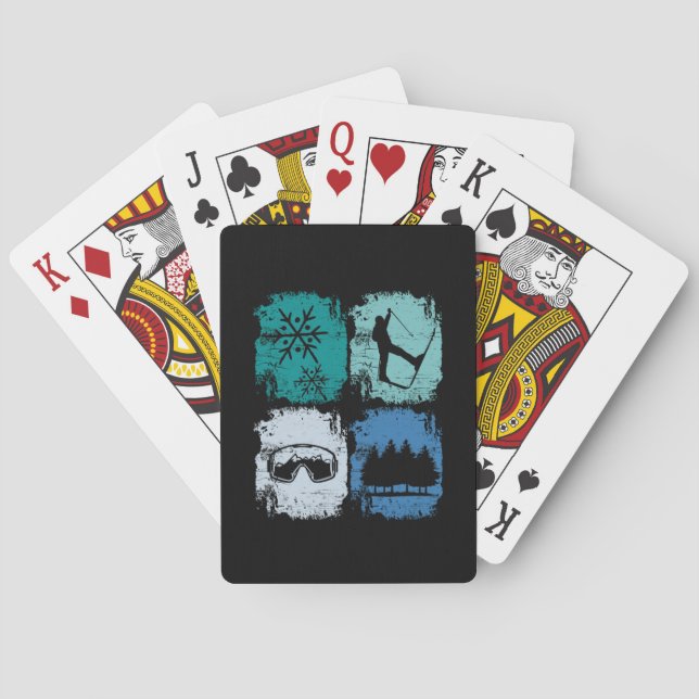 Skiers Skiing Winter Sports Poker Cards (Back)
