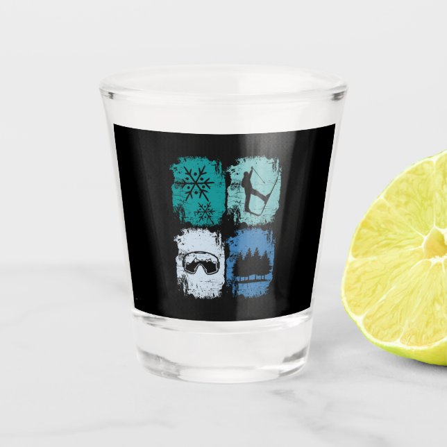Skiers Skiing Winter Sports  Shot Glass (Front)