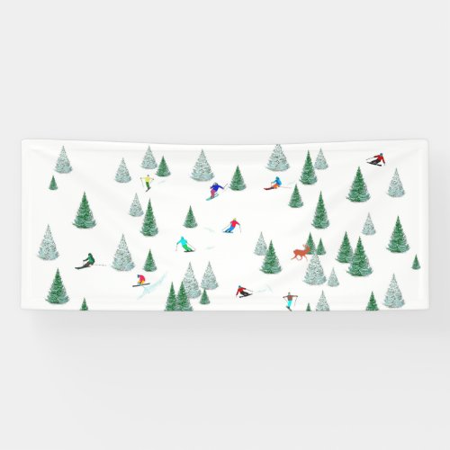 Skiers Skiing Winter Sports Vacation   Banner