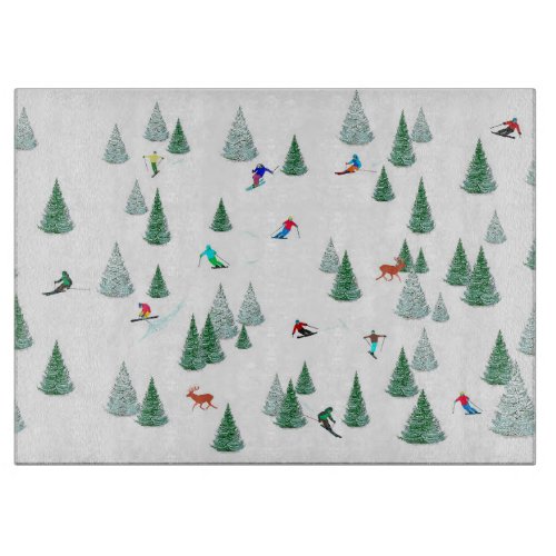 Skiers Skiing Winter Sports Vacation  Cutting Board