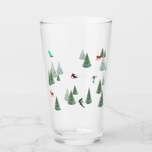 Skiers Skiing Winter Sports Vacation  Glass