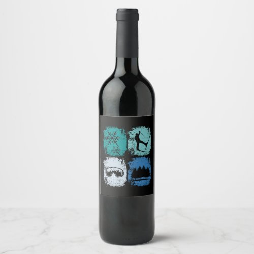 Skiers Skiing Winter Sports Wine Label