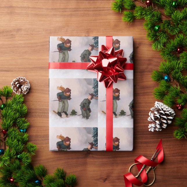 Skiers -  Village Wrapping Paper (Holiday Gift)