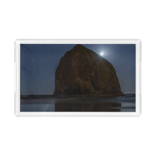 Skies Above Haystack Rock Cannon Beach, Oregon Acrylic Tray