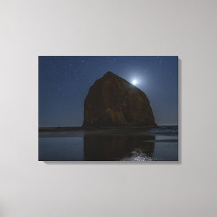 Skies Above Haystack Rock Cannon Beach, Oregon Canvas Print