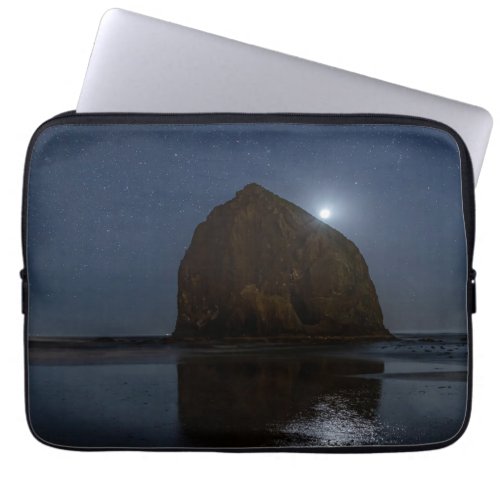 Skies Above Haystack Rock  Cannon Beach Oregon Laptop Sleeve