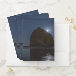 Skies Above Haystack Rock Cannon Beach, Oregon Pocket Folder