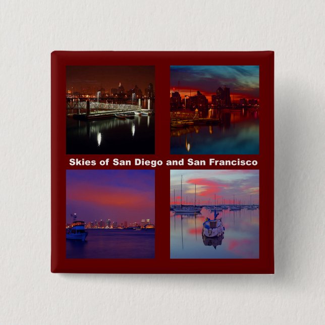 Skies of San Diego and San Francisco Button (Front)
