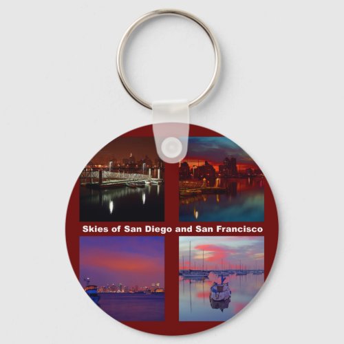 Skies of San Diego and San Francisco Keychain