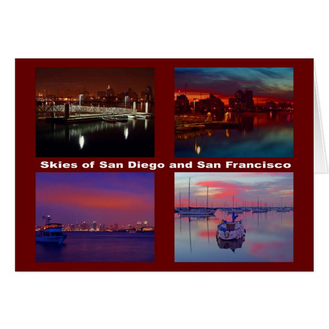 Skies of San Diego and San Francisco Photo Blank Cards (Front Horizontal)