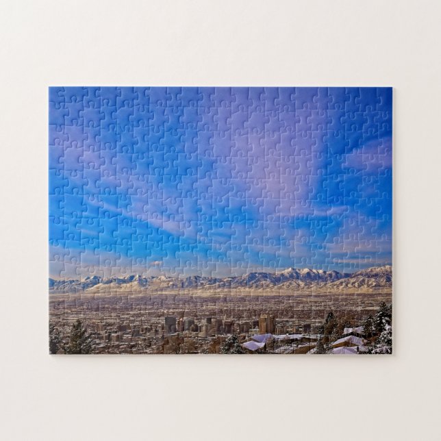 Skies Over Salt Lake City, Utah - 11x14 - 252 pc Jigsaw Puzzle (Horizontal)
