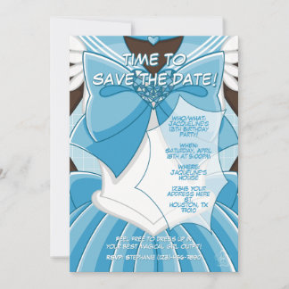 [SKIII] Blue Magical Girl Birthday Invitation
