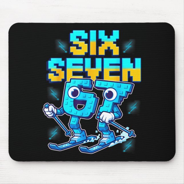Skiing 67 Six Seven Meme Brainrot Funny 6 7 Kids S Mouse Pad (Front)