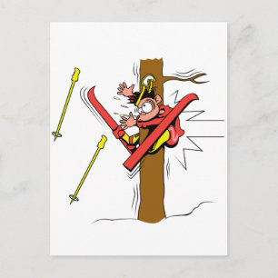 Skiing Accident Postcard
