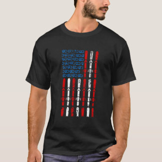 Skiing American Flag 4Th Of Julyice Skater Usa T-Shirt