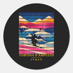 Skiing And Apres Ski - Winter Sports Cortina Dampe Classic Round Sticker