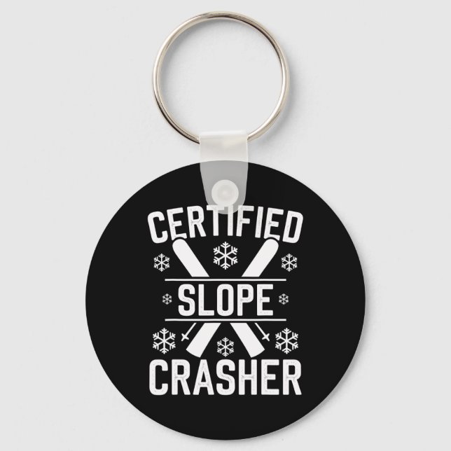 Skiing And Snowboarding Beginner Winter Sports Ent Keychain (Front)