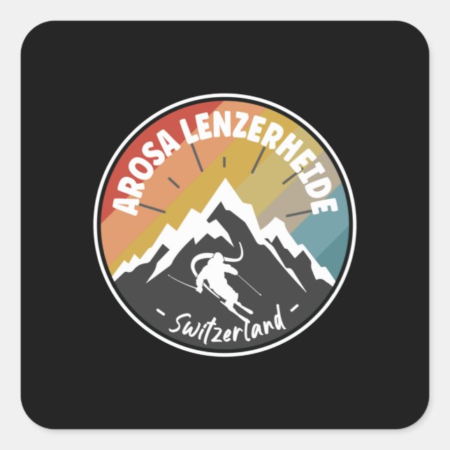 Skiing Arosa Lenzerheide - Switzerland Square Sticker (Front)