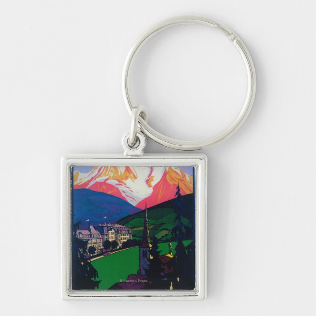 Skiing at Combloux Promotional Poster Keychain (Front)