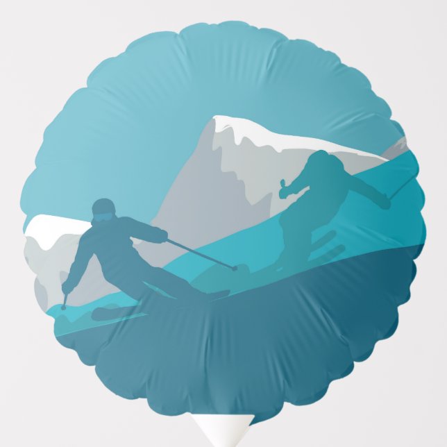 Skiing At Mountains - Skiers   Balloon (Front)