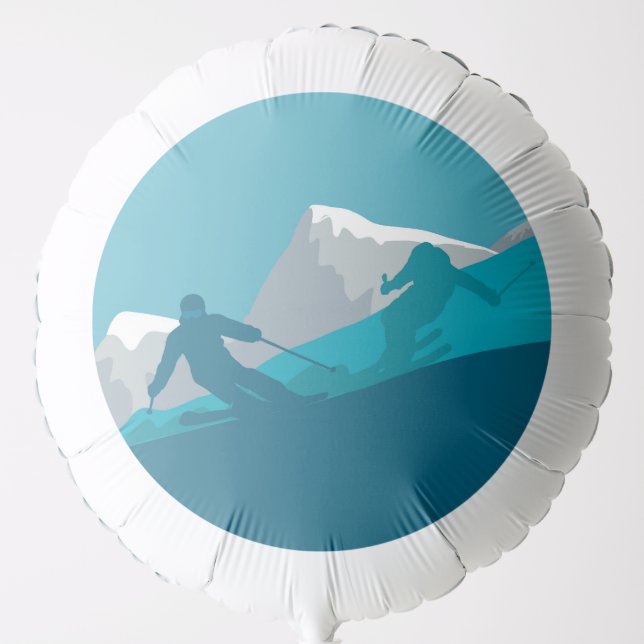 Skiing At Mountains - Skiers   Balloon (Front)
