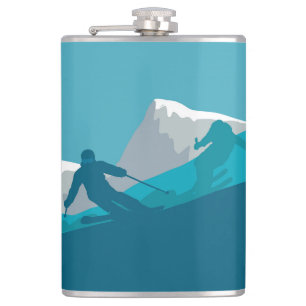 Skiing At Mountains - Skiers  Flask