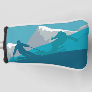 Skiing At Mountains - Skiers  Golf Head Cover