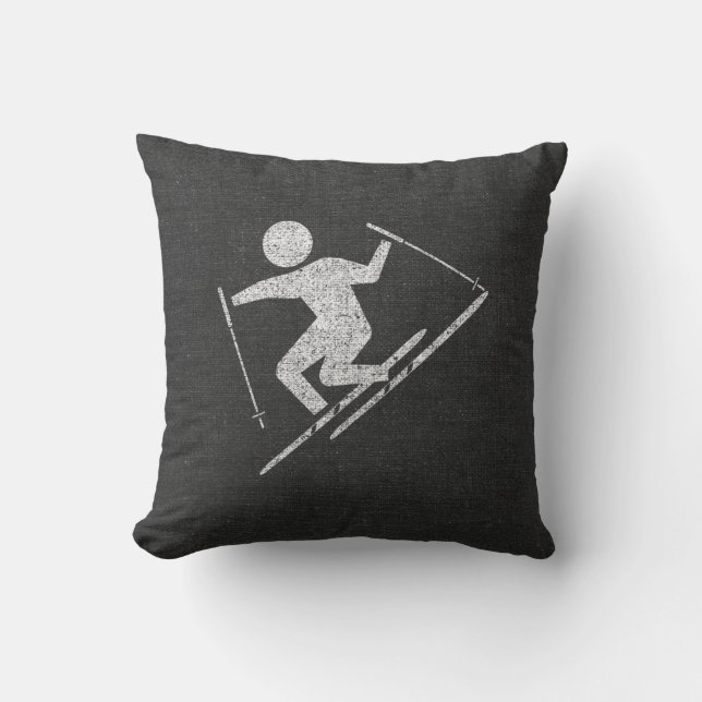 Skiing At Play Throw Pillow (Front)
