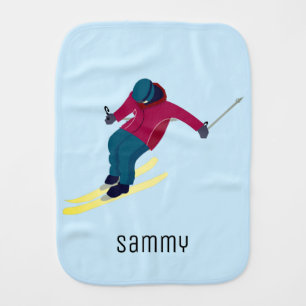 Skiing Baby Burp Cloth