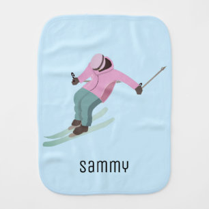 Skiing Baby Burp Cloth