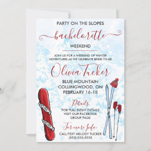 Skiing Bachelorette Party, Girls' Weekend,  Invitation