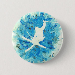 Skiing badge button
