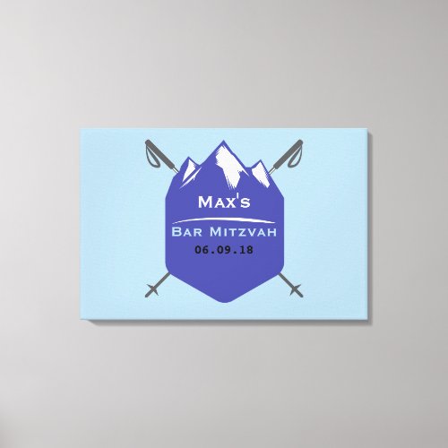 SKIING Bar Bat Mitzvah Memory Sign_In Board Canvas Print