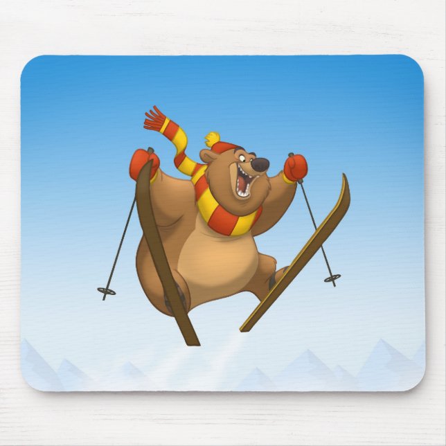 Skiing Bear Mousepad (Front)