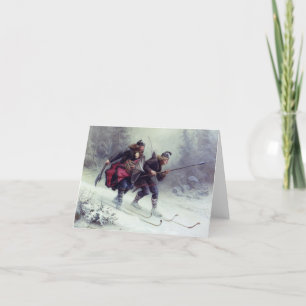 Skiing Birchlegs Crossing the Mountain Letterpress Thank You Card