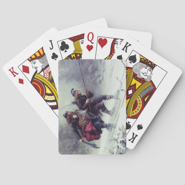 Skiing Birchlegs Crossing the Mountain Poker Cards (Back)