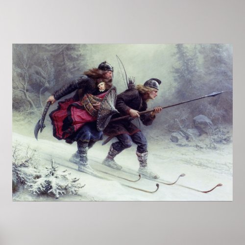 Skiing Birchlegs Crossing the Mountain Poster