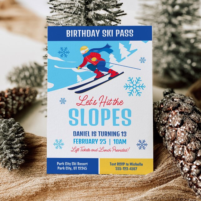 Skiing Birthday Invitation Let's Hit the Slopes (Creator Uploaded)
