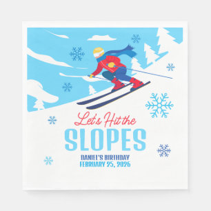 Skiing Birthday Let's Hit the Slopes Napkins