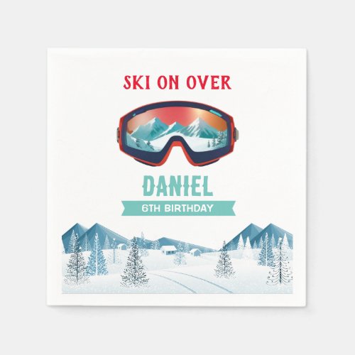 Skiing Birthday Party Slopes Ski Snowboard  Napkins