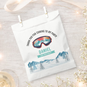 Skiing Birthday Party Snowboard  Favor Bag