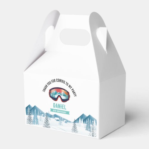 Skiing Birthday Party Snowboard  Favor Boxes