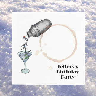 Skiing birthday winter adult birthday napkins