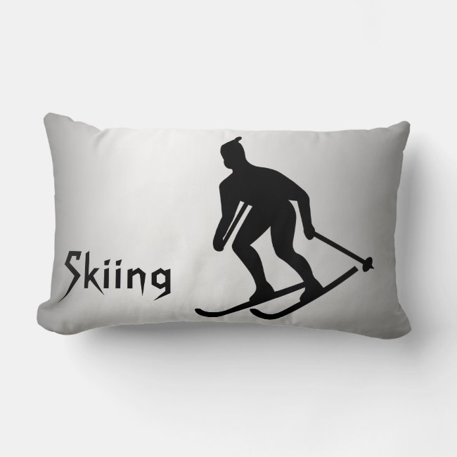 Skiing Black and Silver Sports Lumbar Pillow
