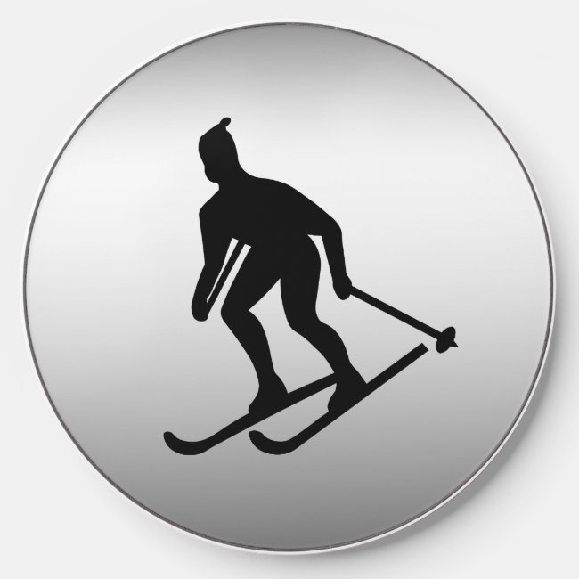 Skiing Black and Silver Wireless Charger