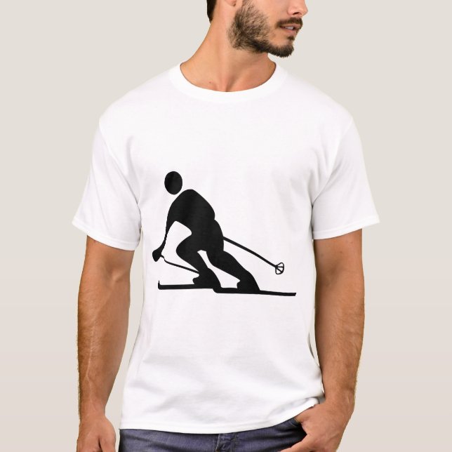 Skiing - Black T-Shirt (Front)