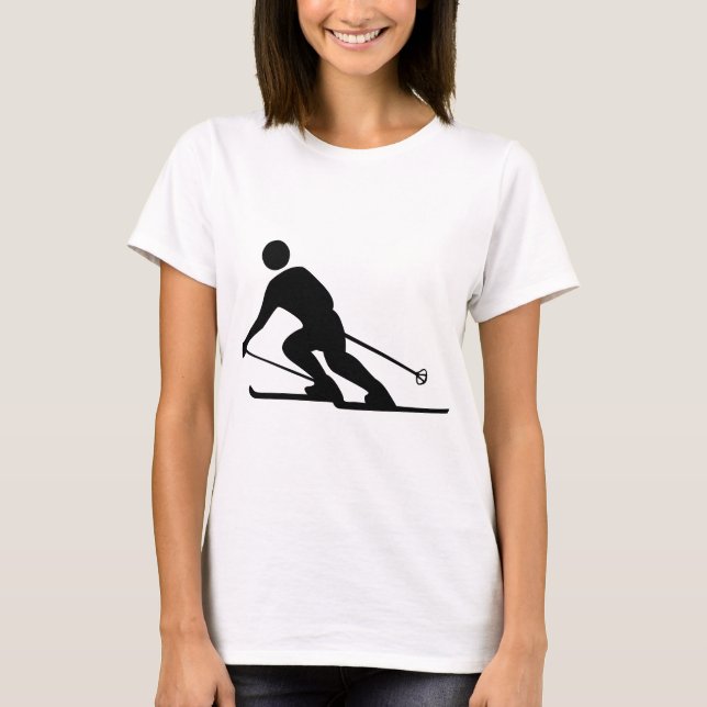Skiing - Black T-Shirt (Front)
