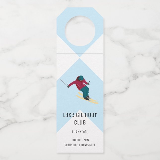 Skiing Bottle Hanger Tag (Front)